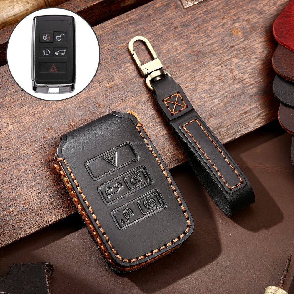 Land Rover Leather Key Fob Cover Case Black B5#737